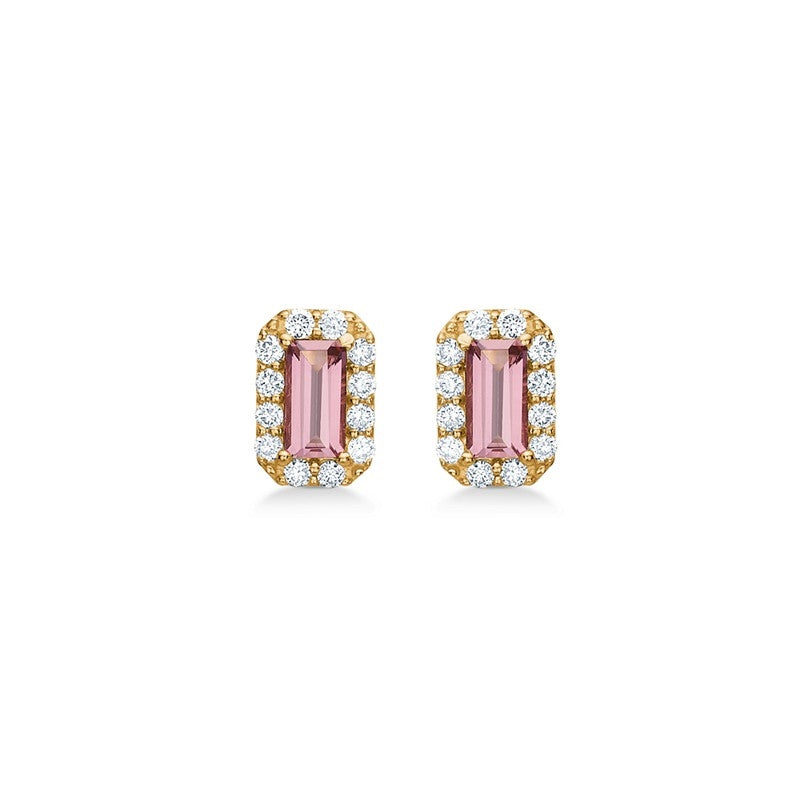 Indigo øreringe i 14 kt guld fra Mads Z med pink turmalin og 0,12 ct diamanter (6 mm)